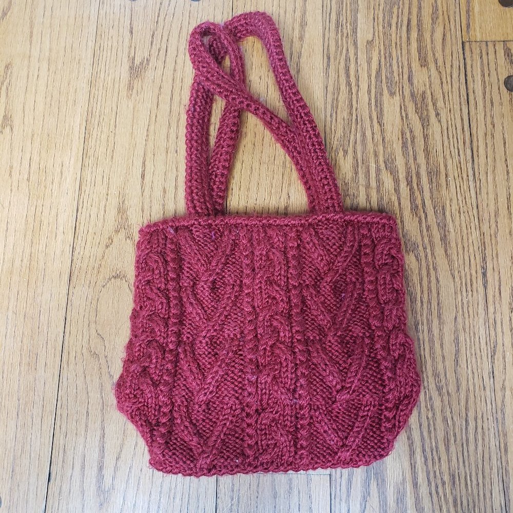Old Navy Cable Knit Sweater Purse Handbag Dark Red Boho Y2K OS